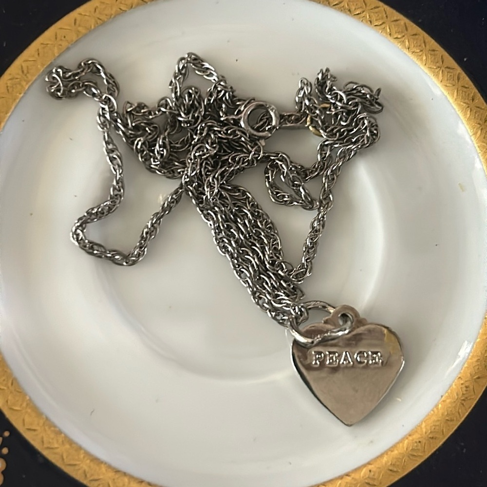 Vintage 925 PEACE Pendant Necklace